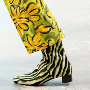 Michael Kors Collection Quinn Runway Printed Lime Hair Calf Ankle Boots